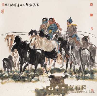 吴团良 2005年作 草原牧歌 镜心 68×68cm